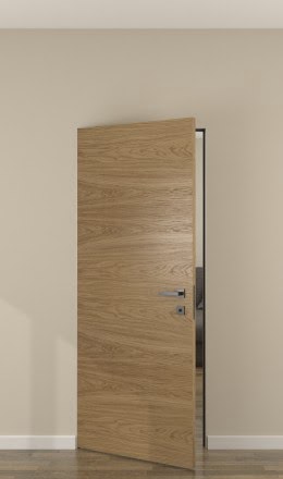 Невидимая дверь со скрытым коробом, classic,  ZK001 (наружная, натуральный шпон дуба)
