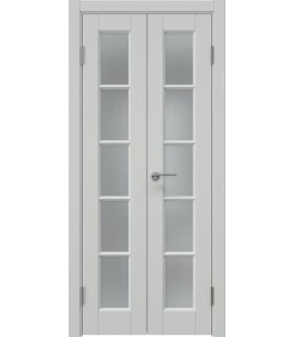 Распашная двустворчатая дверь ZK010 (эмаль светло-серая, матовое стекло, 40 см) — 15025