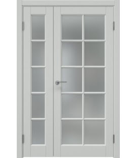 Межкомнатная двустворчатая дверь ZK010 (эмаль светло-серая, матовое стекло)