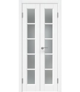 Распашная двустворчатая дверь ZK010 (эмаль белая, матовое стекло, 40 см) — 15029