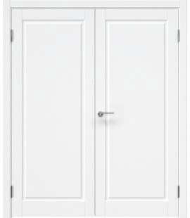 Двустворчатая распашная межкомнатная дверь ZK010 (эмаль белая, глухая)