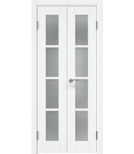 Распашная двустворчатая дверь ZK012 (эмаль белая, матовое стекло, 40 см) — 15034