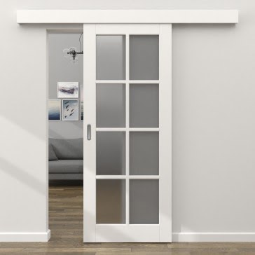 Раздвижная одностворчатая дверь ZK012 (эмаль белая, матовое стекло) — 16015