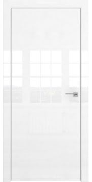Межкомнатная дверь в стиле минимализм, ZM001 (белая глянцевая, глухая, алюминиевая кромка)