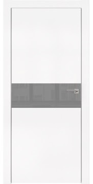 Дверь межкомнатная, ZM003 (экошпон белый, лакобель серый, алюминиевая кромка)