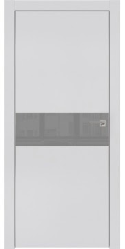 Межкомнатная дверь, ZM003 (экошпон светло-серый, лакобель серый, алюминиевая кромка)