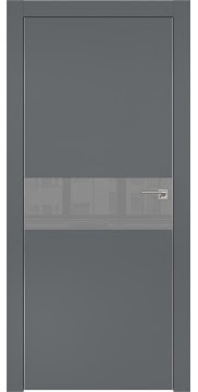 Дверь межкомнатная, ZM003 (экошпон графит, лакобель серый, алюминиевая кромка)