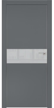 Межкомнатная дверь, ZM003 (экошпон графит, лакобель светло-серый, алюминиевая кромка)