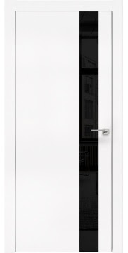 Дверь со вставками, ZM004 (экошпон белый, лакобель черный, алюминиевая кромка)