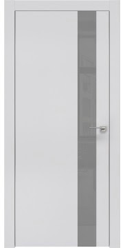 Дверь межкомнатная, ZM004 (экошпон светло-серый, лакобель серый, алюминиевая кромка)