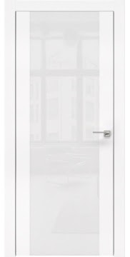 Межкомнатная дверь, ZM006 (экошпон белый, лакобель белый, алюминиевая кромка)
