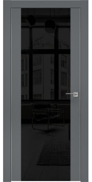 Дверь межкомнатная, ZM006 (экошпон графит, лакобель черный, алюминиевая кромка)
