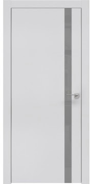Дверь межкомнатная, ZM007 (экошпон светло-серый, лакобель серый, алюминиевая кромка)