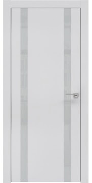 Межкомнатная дверь, ZM008 (экошпон светло-серый, лакобель светло-серый, алюминиевая кромка)