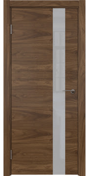 Дверь ZM012 (шпон американский орех, с белым стеклом)