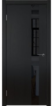 Межкомнатная дверь, ZM012 (шпон ясень черный вертикальный, лакобель черный)