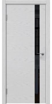 Межкомнатная дверь модерн, ZM012 (шпон светлый ясень, с черным стеклом)
