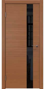 Дверь межкомнатная, ZM012 (шпон анегри, с черным стеклом)
