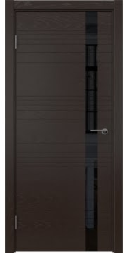 Ульяновская межкомнатная дверь, наличник дверной в комплекте, ZM014 (шпон ясень темный, лакобель черный)