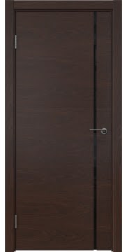 Дверь межкомнатная, ZM016 (шпон дуб коньяк, триплекс черный)