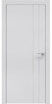 Межкомнатная дверь, ZM023 (экошпон светло-серый, глухая, алюминиевая кромка)