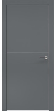 Дверь  ZM024 (экошпон графит, глухая, алюминиевая кромка)