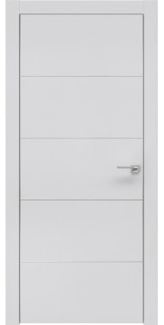 Межкомнатная дверь, ZM025 (экошпон светло-серый, глухая, алюминиевая кромка)