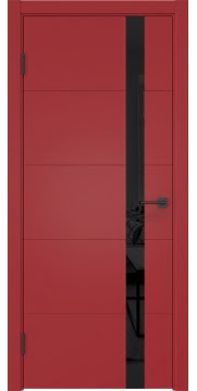 Дверь межкомнатная, ZM033 (эмаль RAL 3001, с черным стеклом)