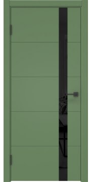 Межкомнатная дверь, ZM033 (эмаль RAL 6011, с черным стеклом)