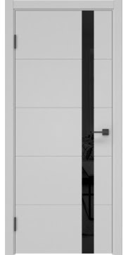 Дверь межкомнатная, ZM033 (эмаль серая, с черным стеклом)
