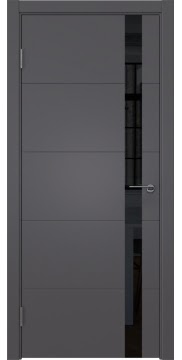 Дверь межкомнатная, ZM033 (эмаль графит, с черным стеклом)