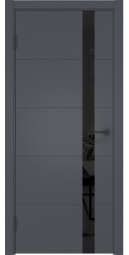 Межкомнатная дверь, стиль hi-tech, ZM033 (эмаль графит, с черным стеклом)