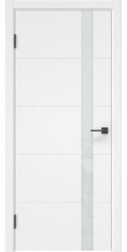Современная дверь с каркасом из массива сосны и МДФ, ZM033 (эмаль белая, с белым стеклом)