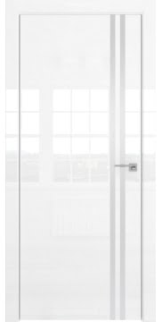 Межкомнатная дверь, ZM043 (белая глянцевая, глухая, алюминиевая кромка)