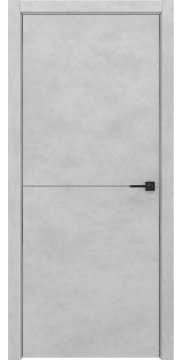 Гладкая дверь с каркасом из массива сосны и влагостойким ПВХ-покрытием, ZM046 (экошпон бетон светлый, алюминиевая кромка)