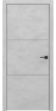 Дверь межкомнатная, ZM047 (экошпон бетон светлый, алюминиевая кромка)