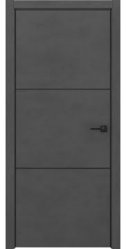 Офисная дверь, ZM047 (экошпон бетон темный, алюминиевая кромка черная)