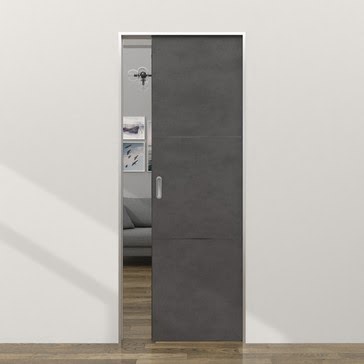 Одностворчатая дверь-пенал ZM047 (экошпон «бетон темный», глухая) — 18001