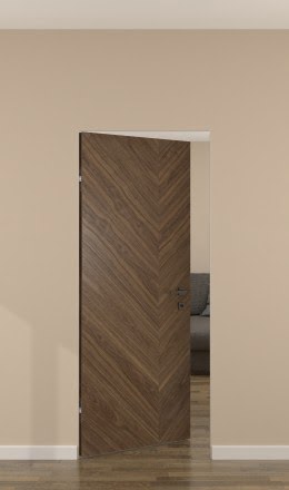Дверь невидимка (invisible) ZM048 (шпон американский орех, с алюминиевой кромкой)