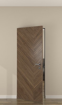 Шпонированная дверь-невидимка, толщина полотна 40 мм, ZM048 ( шпон американский орех)
