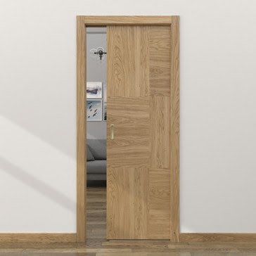 Дверь пенал раздвижная, встроенная ZM053 (натуральный шпон дуба, глухая)