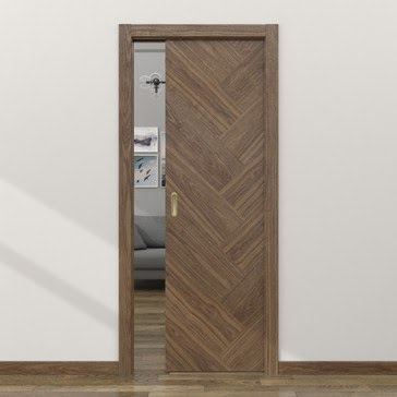 Одностворчатая дверь-пенал ZM055 (шпон американский орех, глухая) — 18122