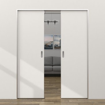 Дверь пенал раздвижная, встроенная ZM057 (грунтованная под покраску, глухая, алюминиевая кромка с 4 сторон)