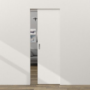 Дверь пенал раздвижная, встроенная ZM057 (грунтованная под покраску, глухая, алюминиевая кромка с 4 сторон)