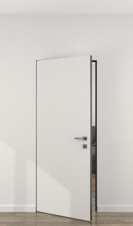 Дверь со скрытым коробом ZM058 (под покраску, алюминиевая кромка черная с 2 сторон)