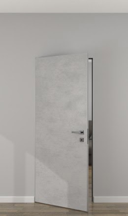 Дверь скрытого монтажа невидимка, ZM060 (экошпон «бетон светлый», алюминиевая кромка с 2 сторон)