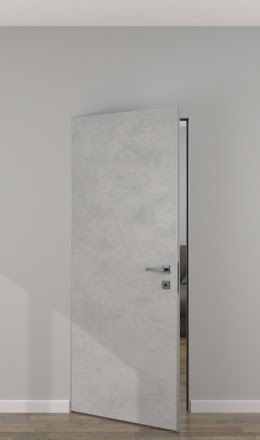 Скрытая дверь межкомнатная ZM061 (экошпон «бетон светлый», с AL-кромкой с 4 сторон)