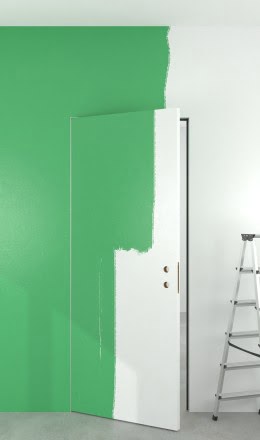 Скрытая дверь межкомнатная, кромка abs ZM062 ( под покраску, с внешним открыванием)