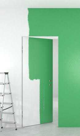 Стандартная дверь-невидимка (invisible) с притвором, грунт ZM067 ( под окраску и штукатурку, с внутренним открыванием (reverse))