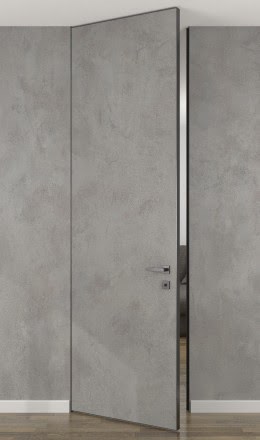 Дверь со скрытым коробом ZM076 (под покраску, алюминиевая кромка черная)